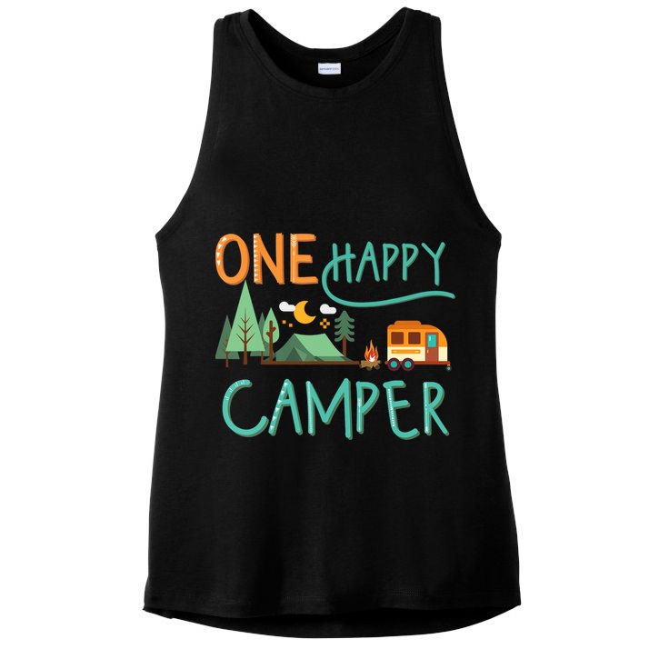 one happy camper first birthday design, Camping Matching Ladies PosiCharge Tri-Blend Wicking Tank
