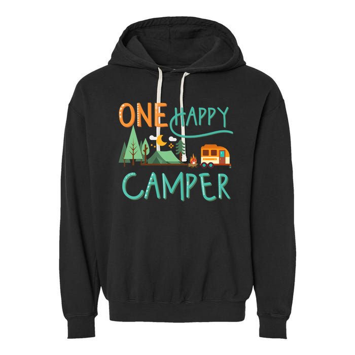 one happy camper first birthday design, Camping Matching Garment-Dyed Fleece Hoodie