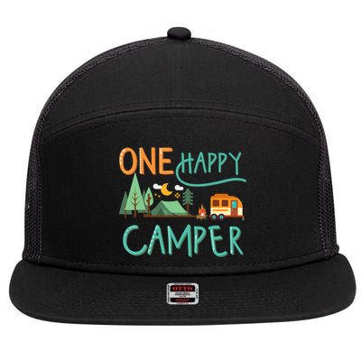 one happy camper first birthday design, Camping Matching 7 Panel Mesh Trucker Snapback Hat