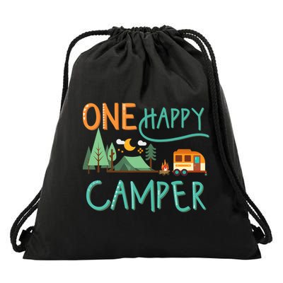 one happy camper first birthday design, Camping Matching Drawstring Bag
