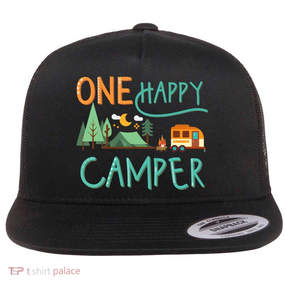 one happy camper first birthday design, Camping Matching Flatbill Hat