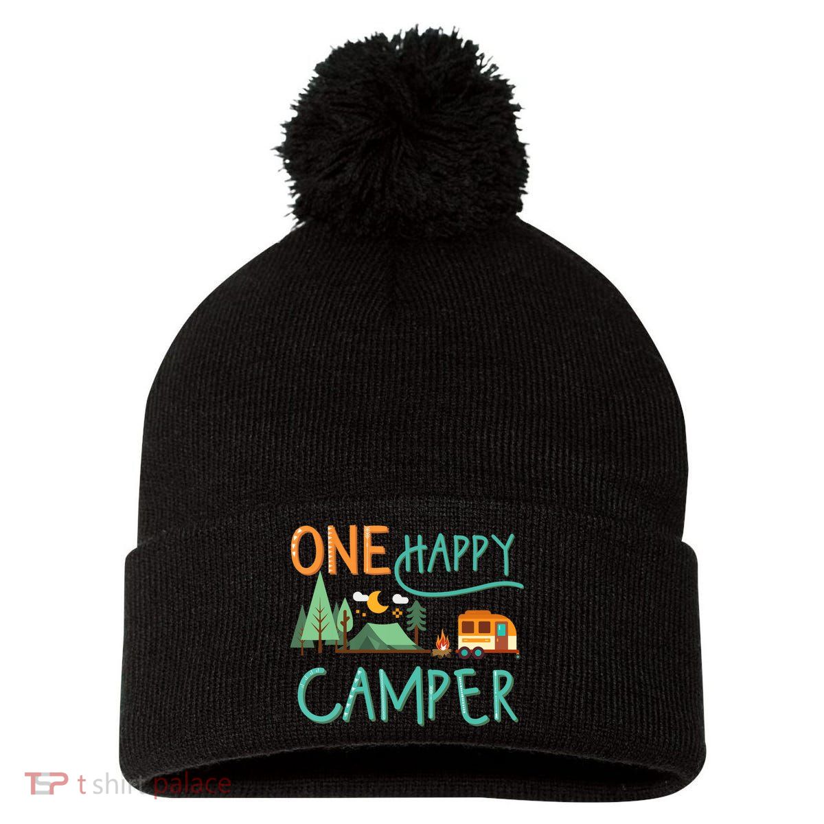 one happy camper first birthday design, Camping Matching Pom Pom 12in Knit Beanie