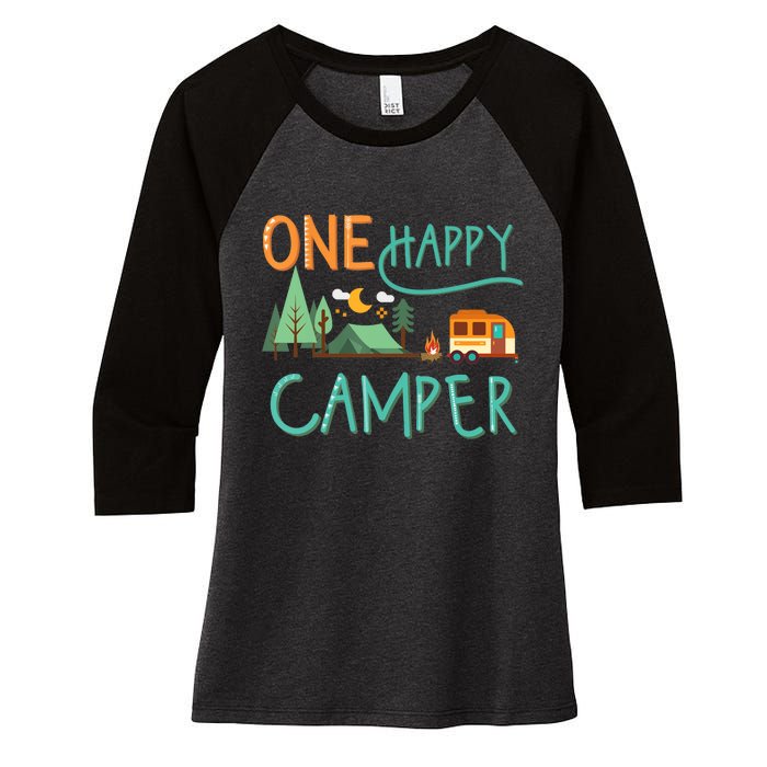 one happy camper first birthday design, Camping Matching Women's Tri-Blend 3/4-Sleeve Raglan Shirt