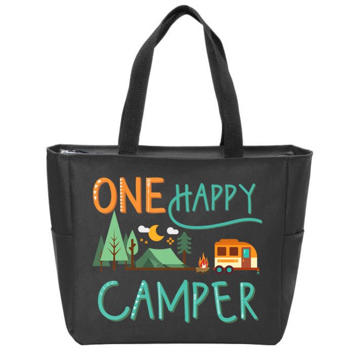 one happy camper first birthday design, Camping Matching Zip Tote Bag