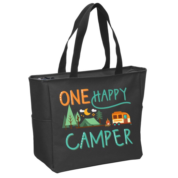 one happy camper first birthday design, Camping Matching Zip Tote Bag
