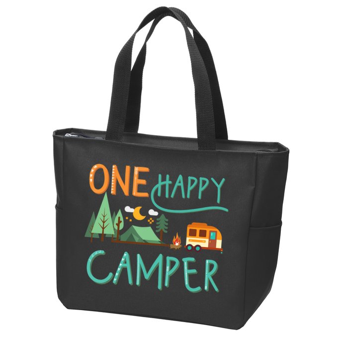 one happy camper first birthday design, Camping Matching Zip Tote Bag
