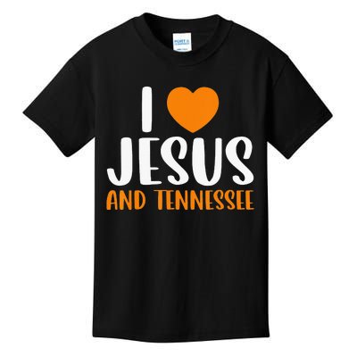 Orange Heart Cute I Love Jesus and Tennessee Kids T-Shirt