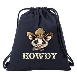 Opossum Howdy Cowboy Possum Lover Drawstring Bag