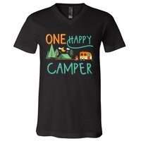 One Happy Camper First Birthday Camping Matching V-Neck T-Shirt