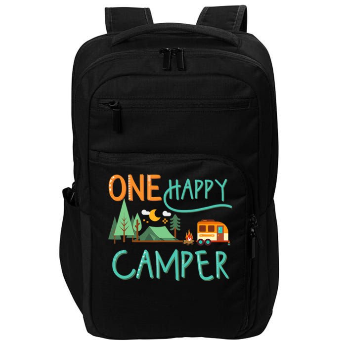 One Happy Camper First Birthday Camping Matching Impact Tech Backpack