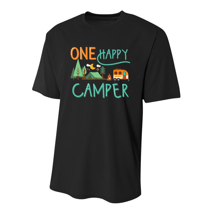 One Happy Camper First Birthday Camping Matching Youth Performance Sprint T-Shirt