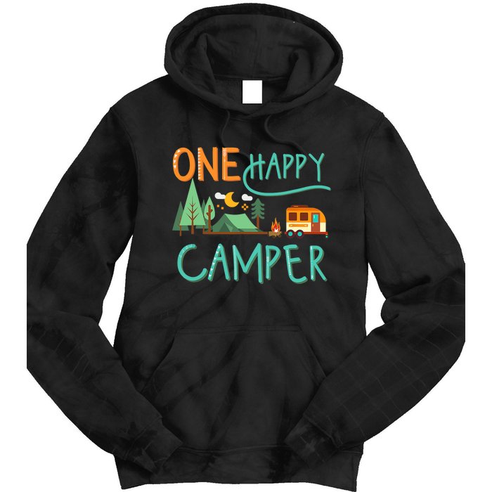 One Happy Camper First Birthday Camping Matching Tie Dye Hoodie