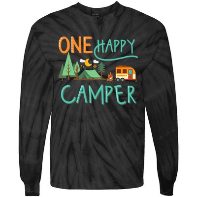 One Happy Camper First Birthday Camping Matching Tie-Dye Long Sleeve Shirt