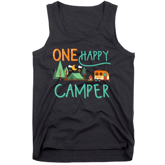 One Happy Camper First Birthday Camping Matching Tank Top