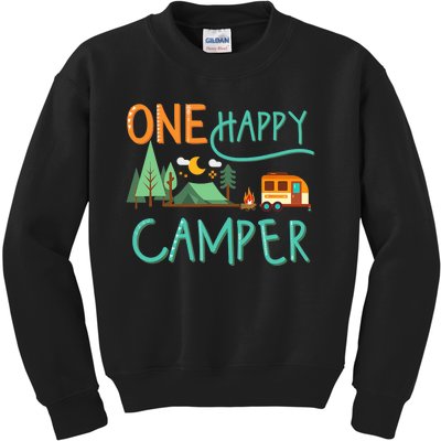 One Happy Camper First Birthday Camping Matching Kids Sweatshirt