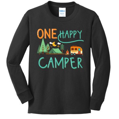 One Happy Camper First Birthday Camping Matching Kids Long Sleeve Shirt