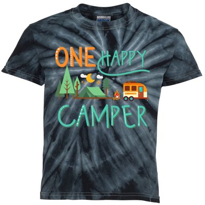 One Happy Camper First Birthday Camping Matching Kids Tie-Dye T-Shirt