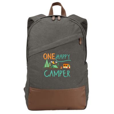 One Happy Camper First Birthday Camping Matching Cotton Canvas Backpack