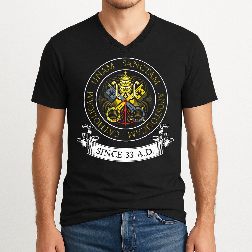 One Holy Catholic & Apostolic Church Catholic Latin V-Neck T-Shirt