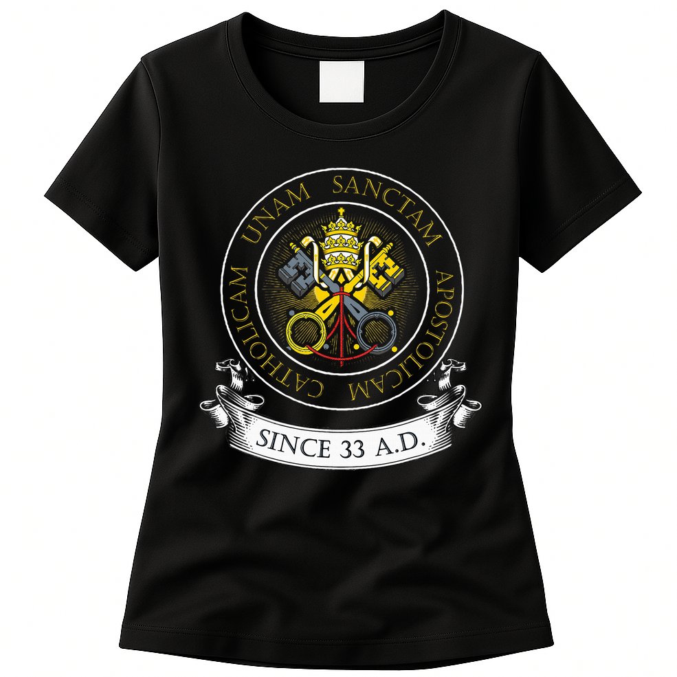 One Holy Catholic & Apostolic Church Catholic Latin Womens T-Shirt