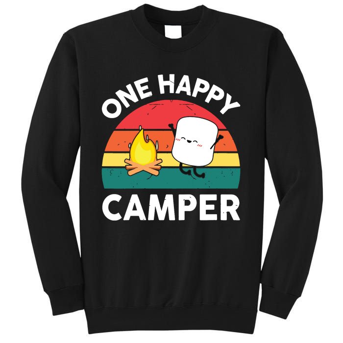 One Happy Camper Baby Girl Cute Marshmallow Camping Tall Sweatshirt