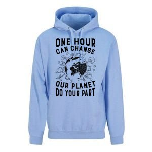 One Hour Can Change Our Planet Do Your Part Gift Earth Day Gift Unisex Surf Hoodie