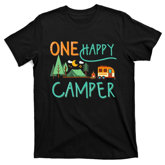 One Happy Camper First Birthday Camping Matching T-Shirt