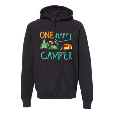 One Happy Camper First Birthday Camping Matching Premium Hoodie