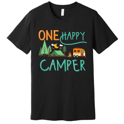 One Happy Camper First Birthday Camping Matching Premium T-Shirt