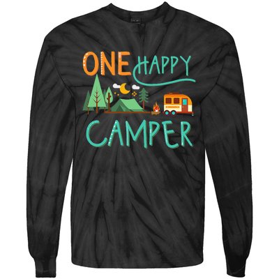 One Happy Camper First Birthday Camping Matching Tie-Dye Long Sleeve Shirt