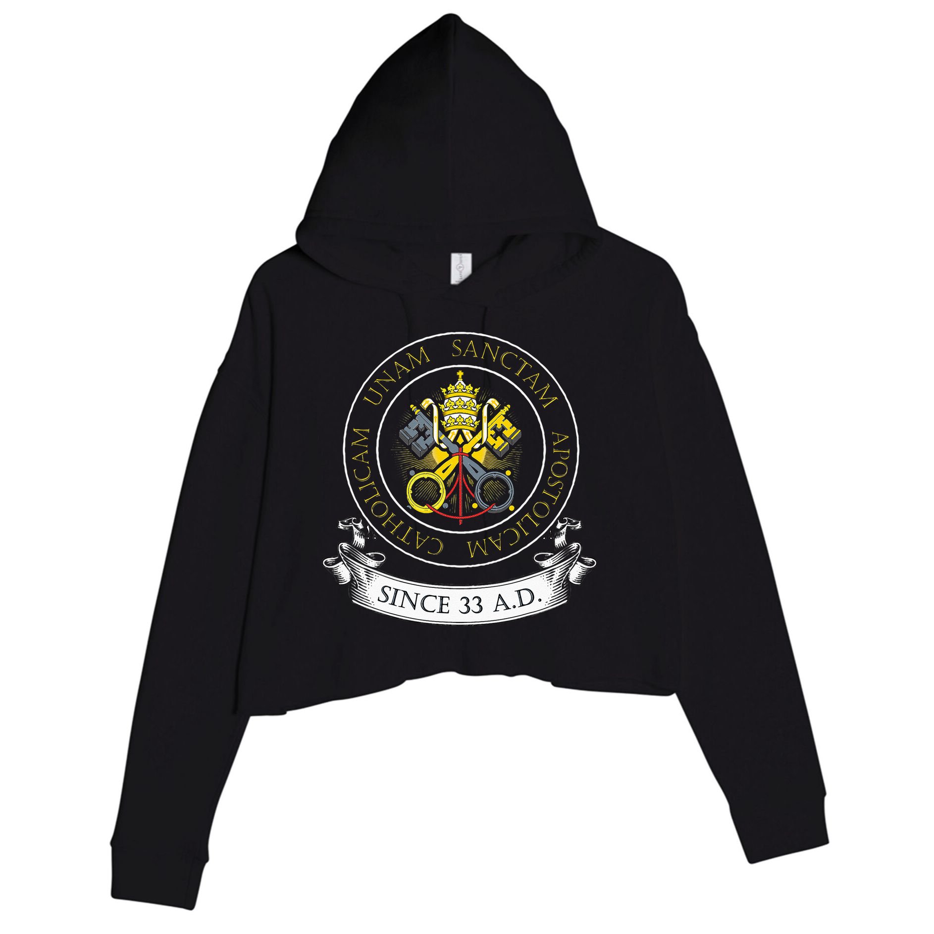 One Holy Catholic & Apostolic Church Catholic Latin Crop Fleece Hoodie