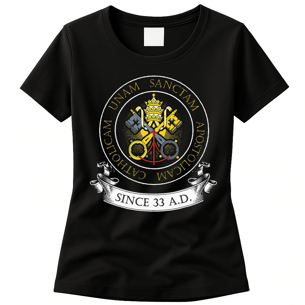 One Holy Catholic & Apostolic Church Catholic Latin Womens T-Shirt
