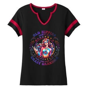 Old Hippies DonT Die Fade Into Crazy Grandmas Ladies Halftime Notch Neck Tee