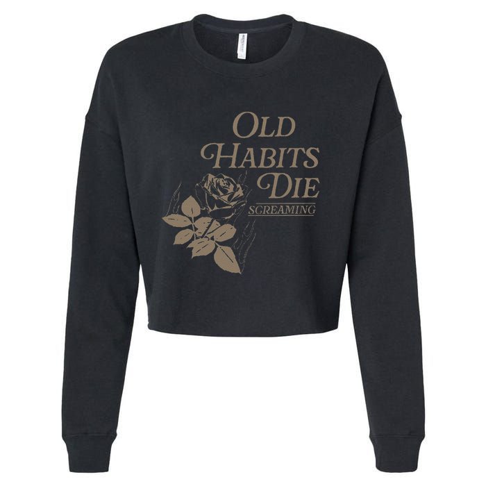 Old Habits Die Screaming Cropped Pullover Crew