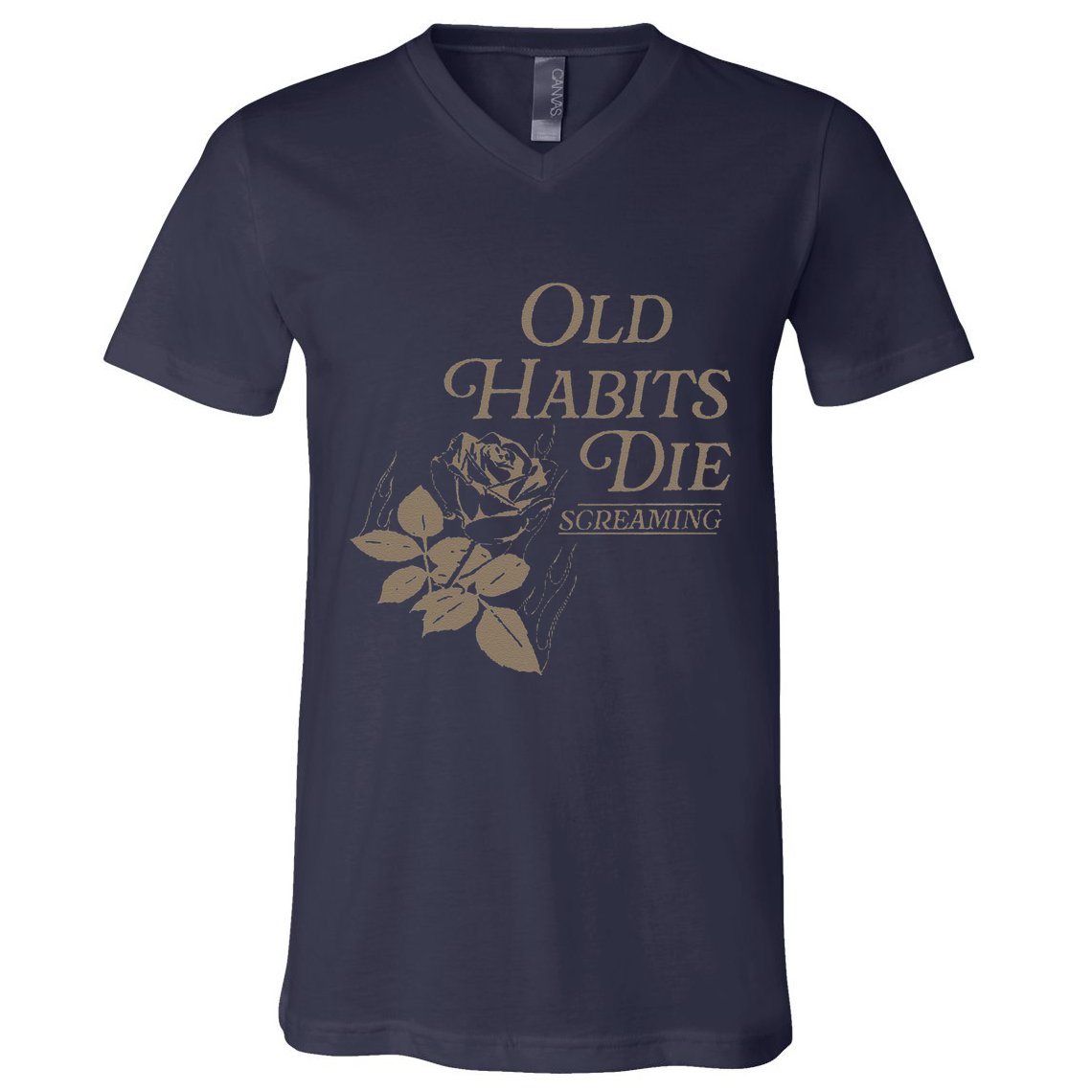 Old Habits Die Screaming V-Neck T-Shirt