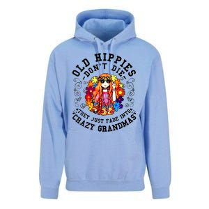 Old Hippies Dont Die Fade Into Crazy Grandmas Unisex Surf Hoodie