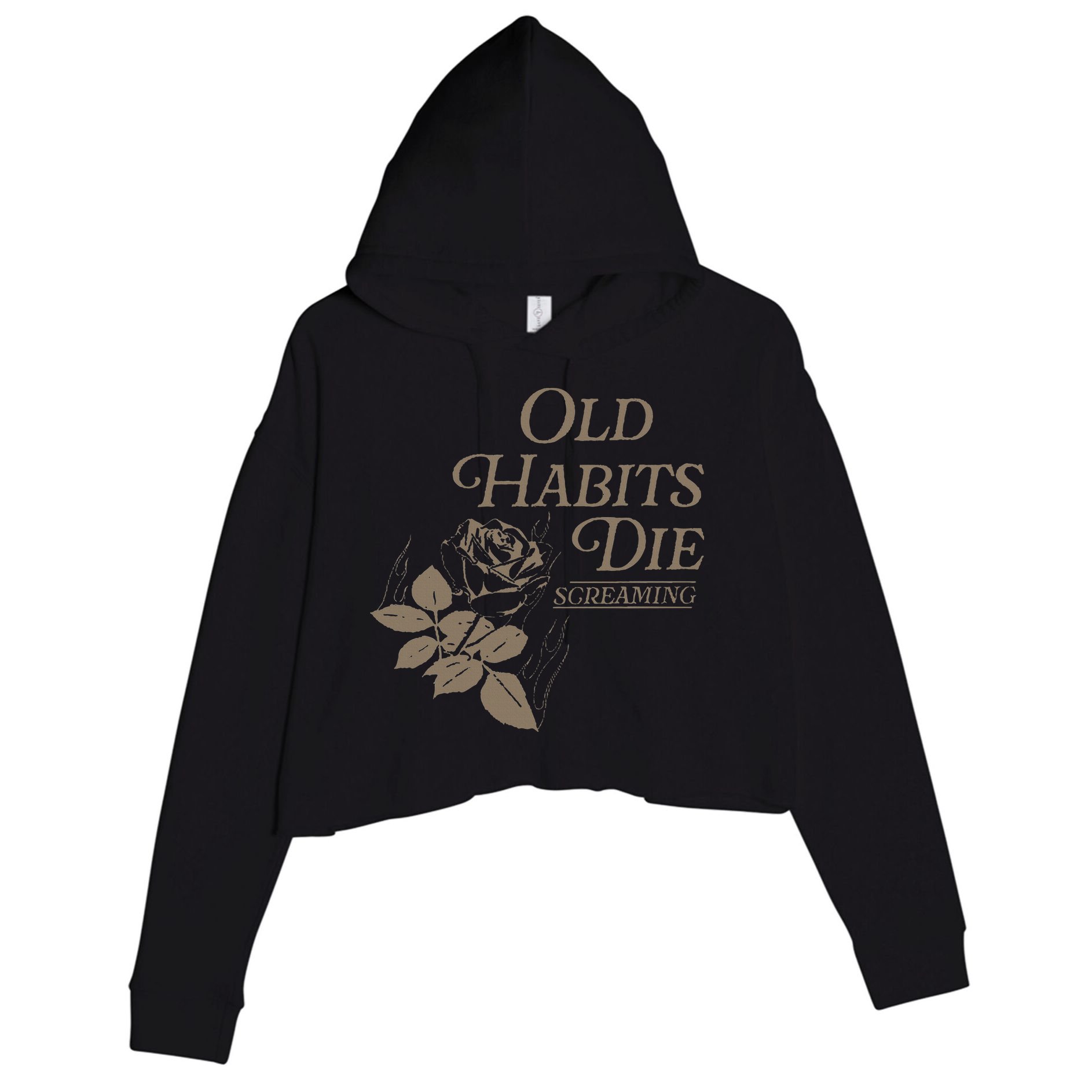 Old Habits Die Screaming Crop Fleece Hoodie