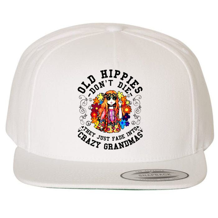 Old Hippies DonT Die Fade Into Crazy Grandmas Wool Snapback Cap