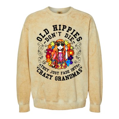 Old Hippies DonT Die Fade Into Crazy Grandmas Colorblast Crewneck Sweatshirt