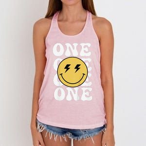 One Happy Dude 1st Birthday Theme Family Matching Women's Knotted Racerback Tank