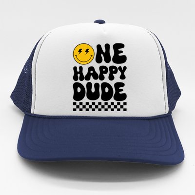 One Happy Dude Groovy 1st Birthday Party Family Matching Trucker Hat