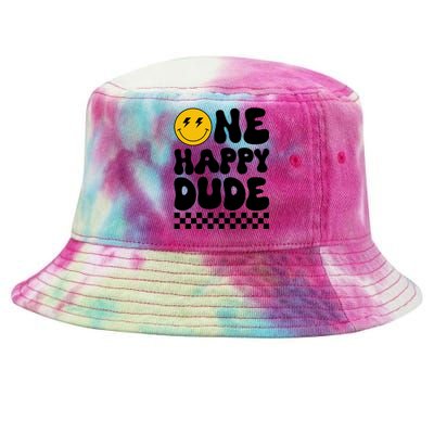 One Happy Dude Groovy 1st Birthday Party Family Matching Tie-Dyed Bucket Hat