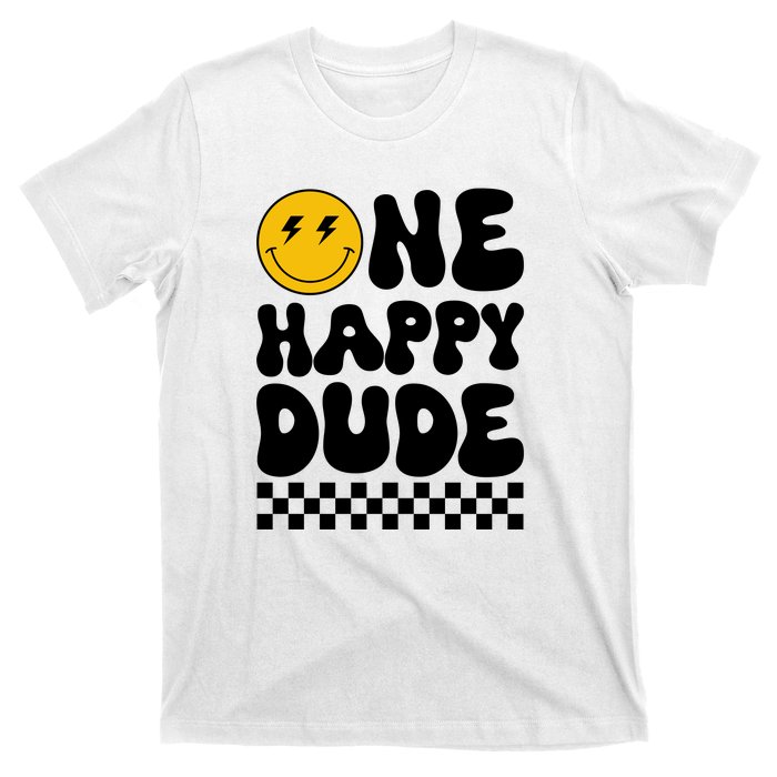 One Happy Dude Groovy 1st Birthday Party Family Matching T-Shirt