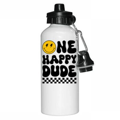 One Happy Dude Groovy 1st Birthday Party Family Matching Aluminum Water Bottle 