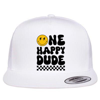 One Happy Dude Groovy 1st Birthday Party Family Matching Flat Bill Trucker Hat