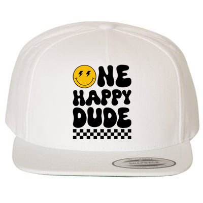 One Happy Dude Groovy 1st Birthday Party Family Matching Wool Snapback Cap