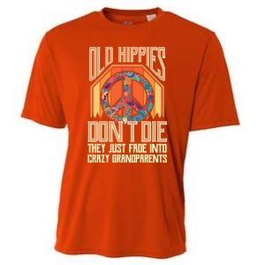 Old Hippies Don T Die They Just Fade Into Crazy Grandparents Gift Cooling Performance Crew T-Shirt