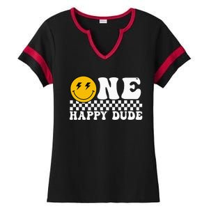 One Happy Dude Groovy 1st Birthday Party Family Matching Ladies Halftime Notch Neck Tee