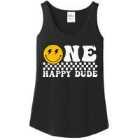 One Happy Dude Groovy 1st Birthday Party Family Matching Ladies Essential Tank