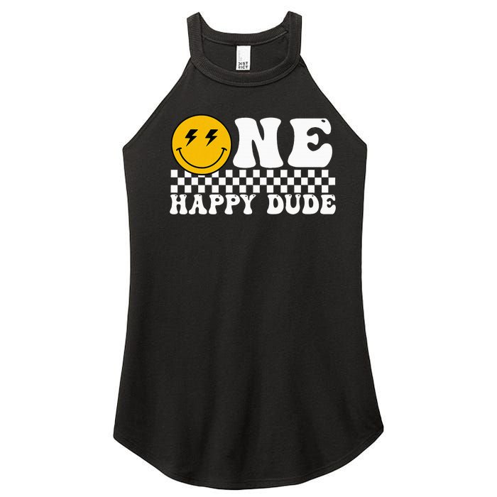 One Happy Dude Groovy 1st Birthday Party Family Matching Women's Perfect Tri Rocker Tank